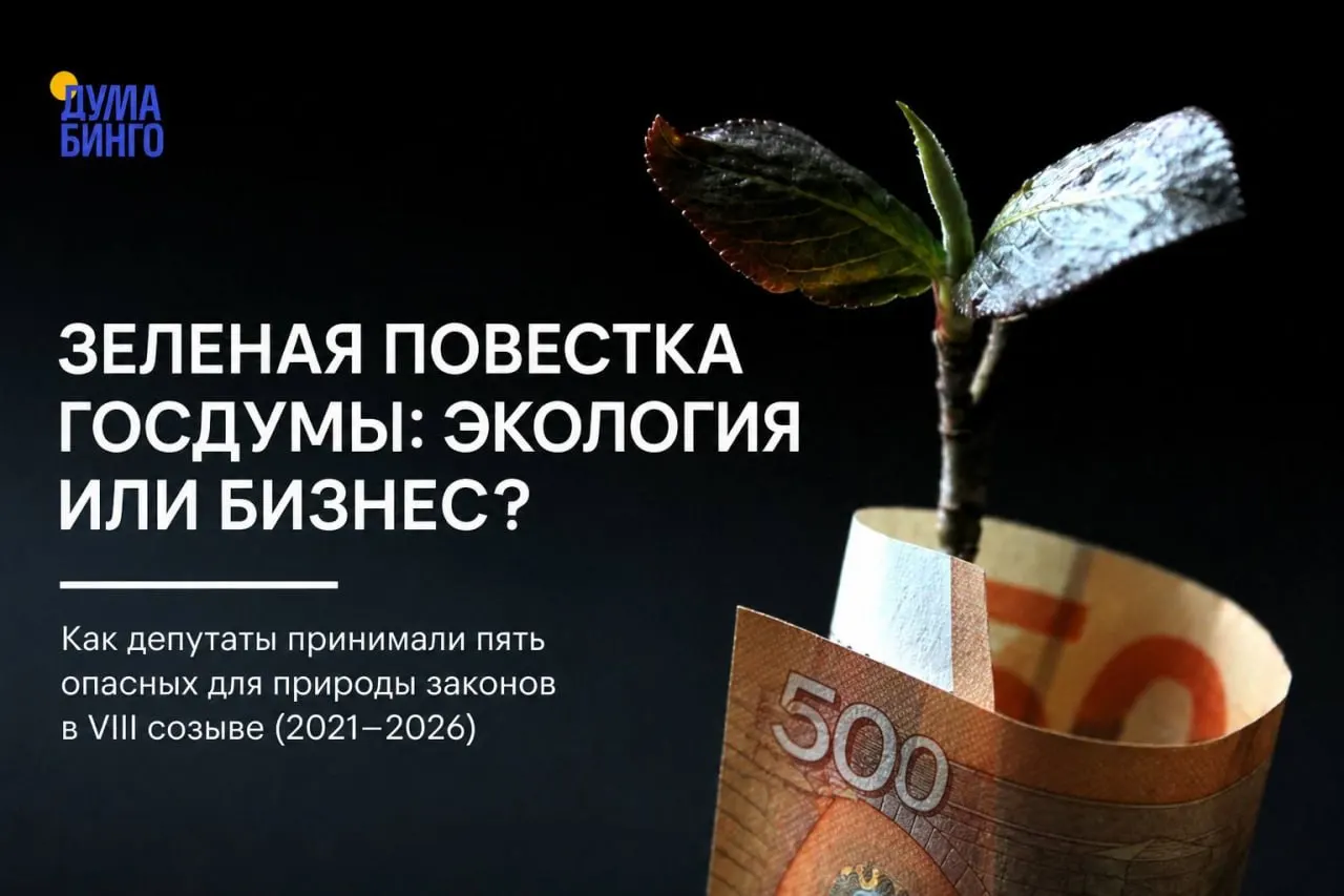 За последние годы в Госдуме были приняты инициативы, ослабляющие экологическую защиту: ключевые решения проходили при поддержке «Единой России» и союзников, а независимые эксперты и общественность оказывались ограничены.